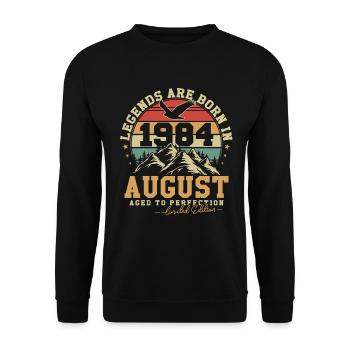 Août 1984 Vintage Rétro Anniversaire 1984 Cadeau - Sweat-shirt Unisexe - noir - Devant - Alina (178cm) & Michal (187cm)