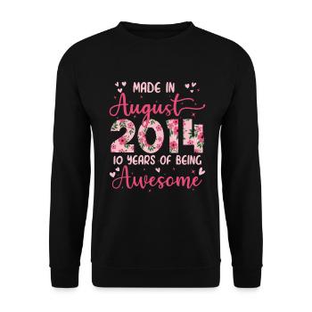 August 2014 10 Jahre Jubiläum Geschenk für Mädchen - Unisex Pullover - Schwarz - Vorne - Alina (178cm) & Michal (187cm)