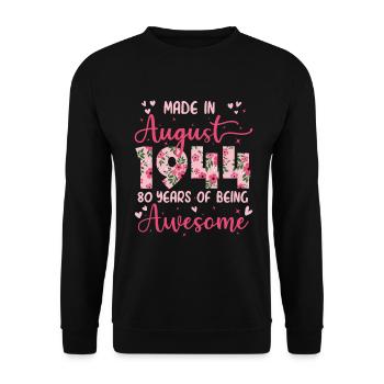 Août 1944 Cadeau Anniversaire 80 Ans Pour Femme - Sweat-shirt Unisexe - noir - Devant - Alina (178cm) & Michal (187cm)