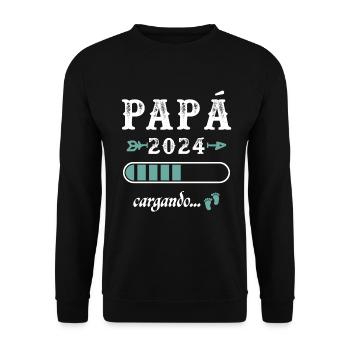 Papa 2024 Loading Geschenk Zukunft Vater - Unisex Pullover - Schwarz - Vorne - Alina (178cm) & Michal (187cm)