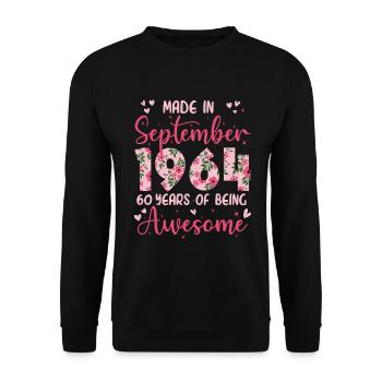 Septembre 1964 Anniversaire 60 Ans Pour Femmes - Sweat-shirt Unisexe - noir - Devant - Alina (178cm) & Michal (187cm)