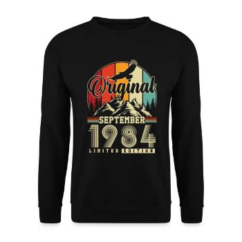 Original Septembre 1984 Vintage Anniversaire - Sweat-shirt Unisexe - noir - Devant - Alina (178cm) & Michal (187cm)