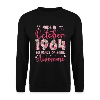 Octobre 1964 Anniversaire 60 Ans Pour Femmes - Sweat-shirt Unisexe - noir - Devant - Alina (178cm) & Michal (187cm)