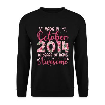 Octobre 2014 Anniversaire 10 Ans Pour filles - Sweat-shirt Unisexe - noir - Devant - Alina (178cm) & Michal (187cm)