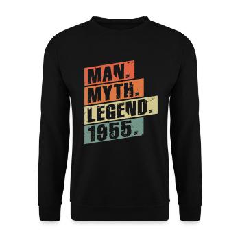 Vintage Born 1955 Man Myth Legend - Unisex Sweatshirt - black - Front - Alina (178cm) & Michal (187cm)