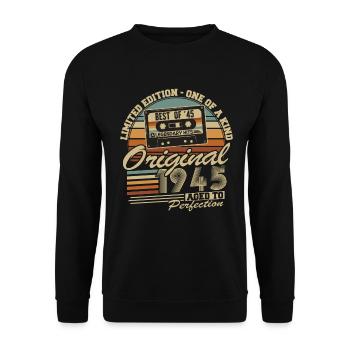 Original 1945 Vintage Rétro Cadeau d’anniversaire - Sweat-shirt Unisexe - noir - Devant - Alina (178cm) & Michal (187cm)