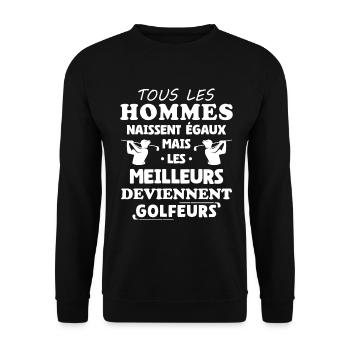 Bessere Männer werden Golfer Humor - Unisex Pullover - Schwarz - Vorne - Alina (178cm) & Michal (187cm)
