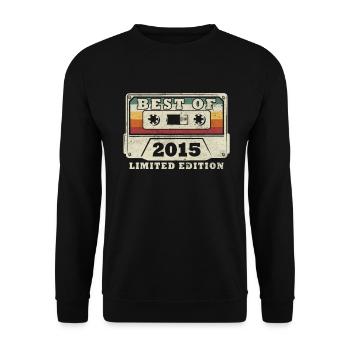 Jahrgang 2015 Retro Vintage Kassette Geburtstag - Unisex Pullover - Schwarz - Vorne - Alina (178cm) & Michal (187cm)