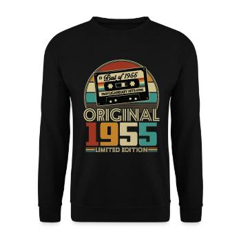 Original 1955 70th Anniversary Vintage Geschenk - Unisex Pullover - Schwarz - Vorne - Alina (178cm) & Michal (187cm)