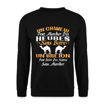 Breton peut boire des heures sans marcher - Sweat-shirt Unisexe - noir - Devant - Alina (178cm) & Michal (187cm)