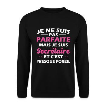 Pas Parfaite mais Je suis Secrétaire Femme Cadeau - Sweat-shirt Unisexe - noir - Devant - Alina (178cm) & Michal (187cm)