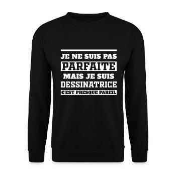 Nicht perfekt, aber ich bin ein Cartoonist - Unisex Pullover - Schwarz - Vorne - Alina (178cm) & Michal (187cm)