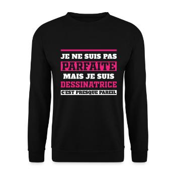 Nicht perfekt, aber ich bin ein Cartoonist - Unisex Pullover - Schwarz - Vorne - Alina (178cm) & Michal (187cm)