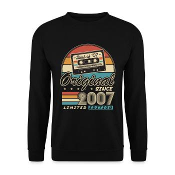 Original since 2007 Vintage Gift Birthday - Unisex Sweatshirt - black - Front - Alina (178cm) & Michal (187cm)