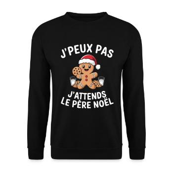 Ich kann nicht, ich warte auf den Weihnachtsmann - Unisex Pullover - Schwarz - Vorne - Alina (178cm) & Michal (187cm)