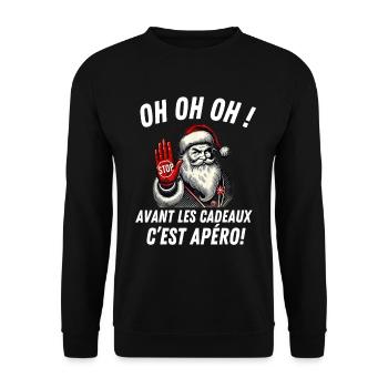 Merry Christmas 2024 Santa Claus Apéro - Unisex Sweatshirt - black - Front - Alina (178cm) & Michal (187cm)