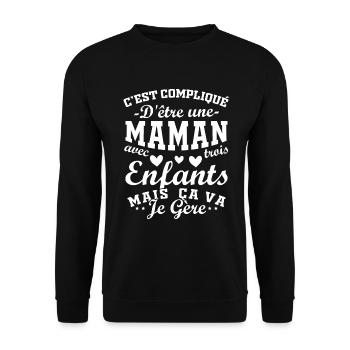 It's complicated to be a Mom with 3 Children - Unisex Sweatshirt - black - Front - Alina (178cm) & Michal (187cm)