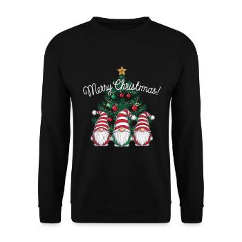 Adorable et Enchanté Gnome Noël - Sweat-shirt Unisexe - noir - Devant - Alina (178cm) & Michal (187cm)
