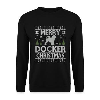 Merry Docker Christmas Dogs Ugly Christmas Dogs - Unisex Sweatshirt - black - Front - Alina (178cm) & Michal (187cm)