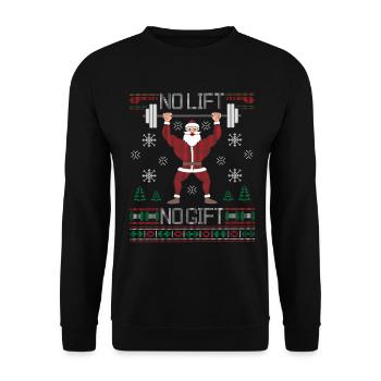Bad Santa Claus Ugly Christmas Sweater No Lift No Gift - Unisex Sweatshirt - black - Front - Alina (178cm) & Michal (187cm)