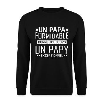 Un Papa Formidable Donne Un Papy Exceptionnel - Sweat-shirt Unisexe - noir - Devant - Alina (178cm) & Michal (187cm)