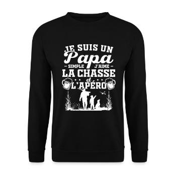 Je suis un papa simple j'aime la chasse et l'apéro - Sweat-shirt Unisexe - noir - Devant - Alina (178cm) & Michal (187cm)