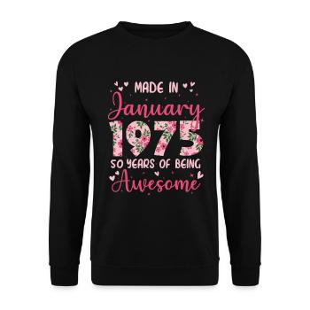January 1975 Women's 50th Anniversary - Unisex Sweatshirt - black - Front - Alina (178cm) & Michal (187cm)