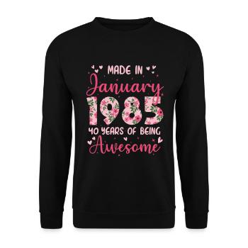 Januar 1985 40-jähriges Jubiläum der Frauen - Unisex Pullover - Schwarz - Vorne - Alina (178cm) & Michal (187cm)