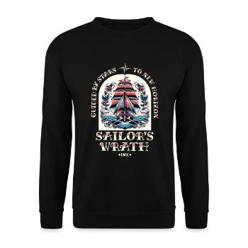 Sailboat Sailing Ship Tattoo Vintage Adventure - Unisex Sweatshirt - black - Front - Alina (178cm) & Michal (187cm)
