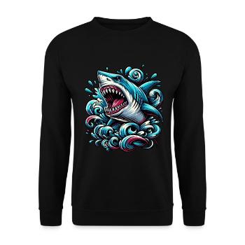 Shark Powerful Waves Tattoo Artwork - Unisex Sweatshirt - black - Front - Alina (178cm) & Michal (187cm)