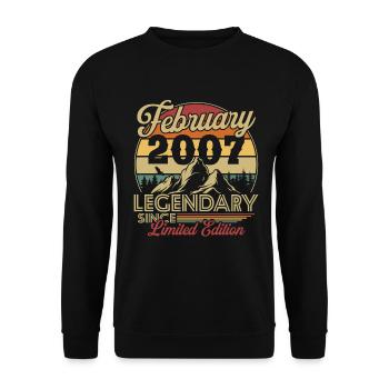 Vintage Retro February 2007 Birthday Gift - Unisex Sweatshirt - black - Front - Alina (178cm) & Michal (187cm)