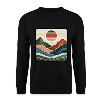 Abstrakte Berglandschaft Berge Natur Landschaft - Unisex Pullover - Schwarz - Vorne - Alina (178cm) & Michal (187cm)