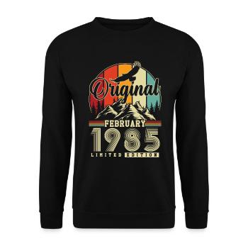 Original Février 1985 Vintage Anniversaire - Sweat-shirt Unisexe - noir - Devant - Alina (178cm) & Michal (187cm)