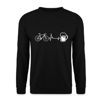 Bike Bier und Herzschlag - Unisex Pullover - Schwarz - Vorne - Alina (178cm) & Michal (187cm)