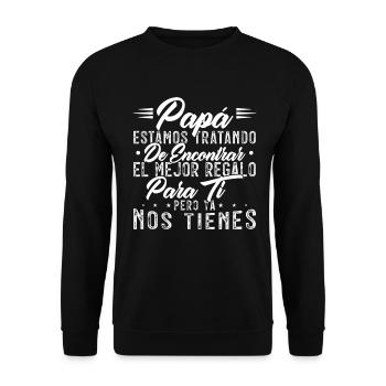 Vatertag Mann Papa Tochter Sohn Geschenk Vater - Unisex Pullover - Schwarz - Vorne - Alina (178cm) & Michal (187cm)