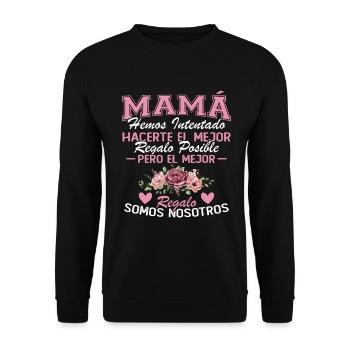 Mom but the best gift is us - Unisex Sweatshirt - black - Front - Alina (178cm) & Michal (187cm)