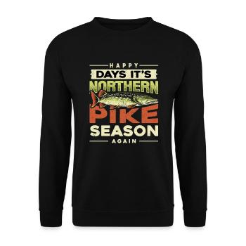 fishing, pike, northern, - Unisex Sweatshirt - black - Front - Alina (178cm) & Michal (187cm)