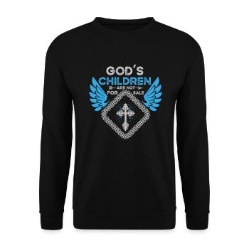 enfants, de Dieu, vente, jour, grand, drapeau, famille, - Sweat-shirt Unisexe - noir - Devant - Alina (178cm) & Michal (187cm)