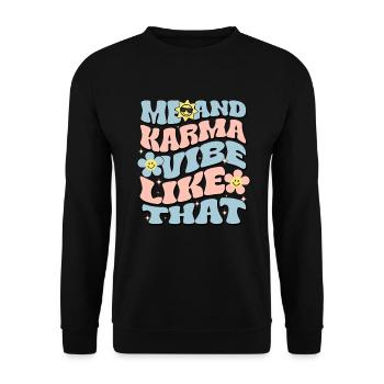 karma vibe, reto, karma vibe, super drôle, - Sweat-shirt Unisexe - noir - Devant - Alina (178cm) & Michal (187cm)