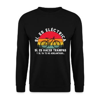 Mountainbiker Männer Fahrrad Fahrrad Geschenke - Unisex Pullover - Schwarz - Vorne - Alina (178cm) & Michal (187cm)