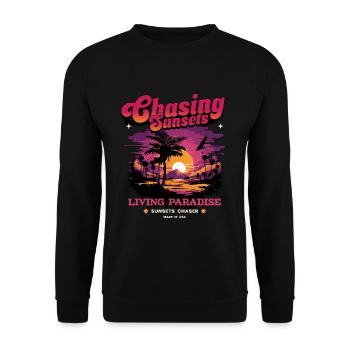 Sunset Paradise Statement Retro - Unisex Sweatshirt - black - Front - Alina (178cm) & Michal (187cm)