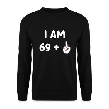 70. Geburtstag für Funny Woman - Unisex Pullover - Schwarz - Vorne - Alina (178cm) & Michal (187cm)