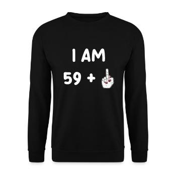 60th Birthday for Funny Woman - Unisex Sweatshirt - black - Front - Alina (178cm) & Michal (187cm)