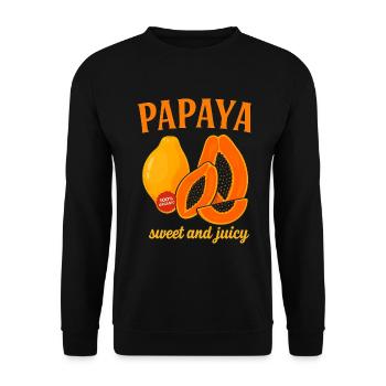 Reife und saftige Papaya – Tropischer Fruchtspaß - Unisex Pullover - Schwarz - Vorne - Alina (178cm) & Michal (187cm)