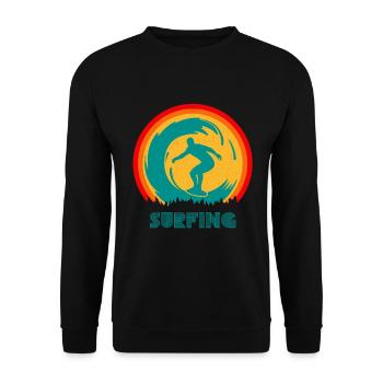 Surfen Surfer Surf retro 60er - Unisex Pullover - Schwarz - Vorne - Alina (178cm) & Michal (187cm)
