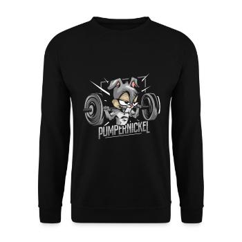 Pumpernickel Fitness Kaninchen - Unisex Pullover - Schwarz - Vorne - Alina (178cm) & Michal (187cm)