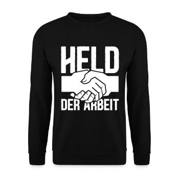 Held der Arbeit DDR Ostdeutschland - Unisex Pullover - Schwarz - Vorne - Alina (178cm) & Michal (187cm)
