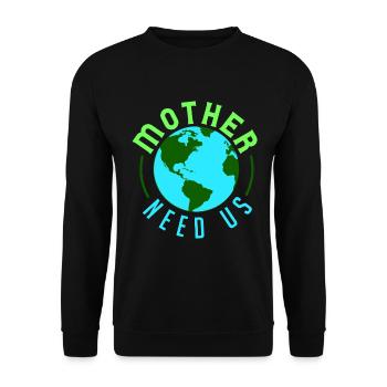 Klimawandel Umwelt Nachhaltig - Unisex Pullover - Schwarz - Vorne - Alina (178cm) & Michal (187cm)