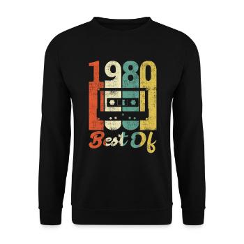 Retro 1980 birthday gift 80's Best Of - Unisex Sweatshirt - black - Front - Alina (178cm) & Michal (187cm)