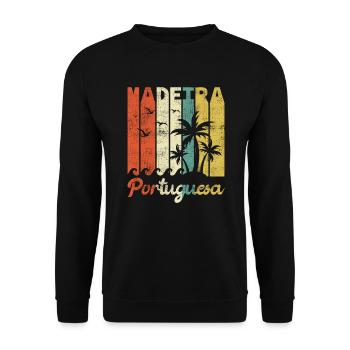 Retro Madère Portugal Vacances Île Vintage - Sweat-shirt Unisexe - noir - Devant - Alina (178cm) & Michal (187cm)